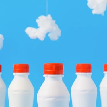 a line of milkbottles